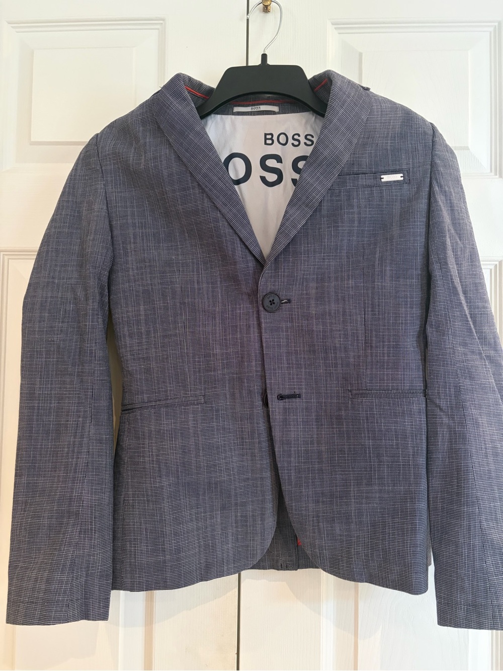 BOSS Blue-Gray Kids' Blazer with Subtle Texture